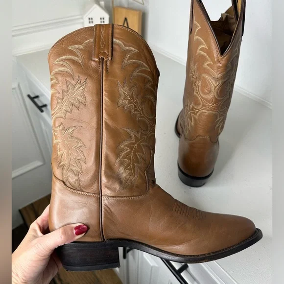 **SOLD**Tony Lama Men’s 10D Tan Leather Cowboy Boots Western Classic Handmade - Picture 6 of 9